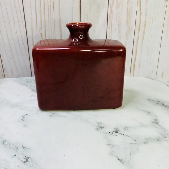Vintage Royal Haeger 244-01 Red Bordeaux Vase Rectangle 1999 Original Sticker - Picture 4 of 10